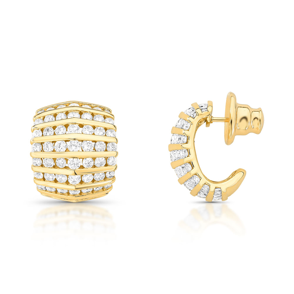 Brinco Ear Hook Dourado Cravejado por Zirconias Incolores - BR01040608DOZI